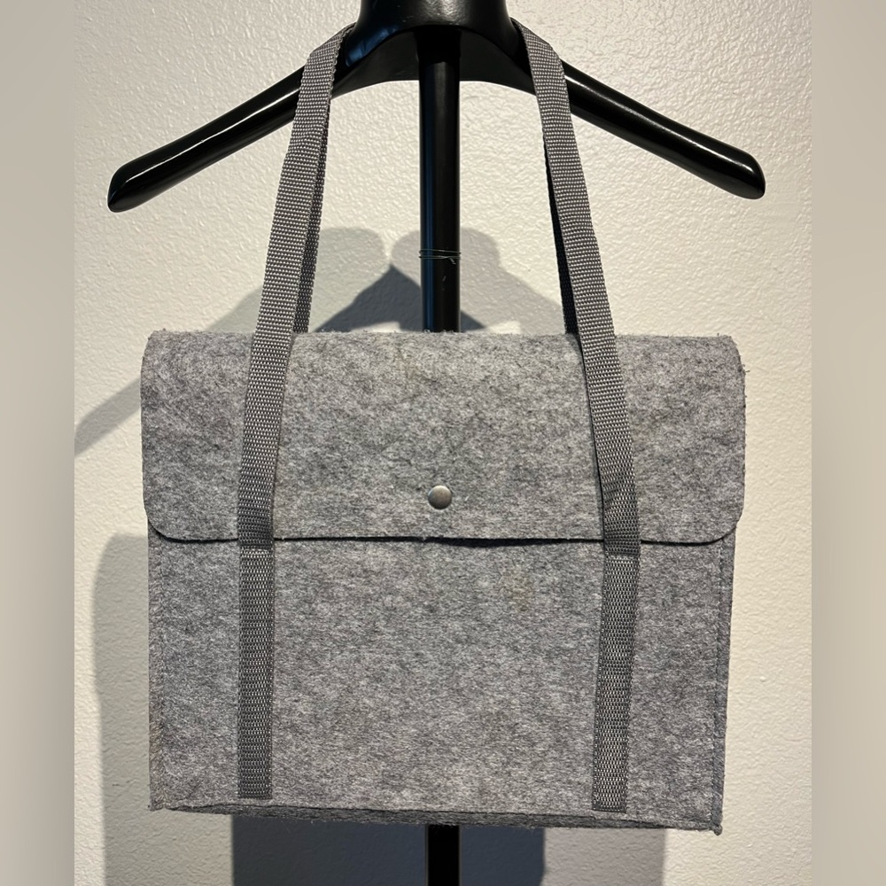 Grey Felted Tote / Shoulder Bag - 14”L x 12”H x 2”W